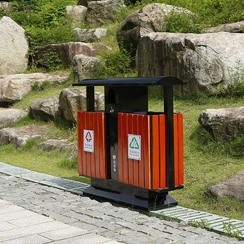 景區(qū)公園必備的景觀設(shè)施鋼木垃圾箱、與園林椅