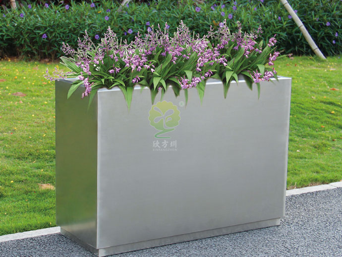 不銹鋼長(zhǎng)方形花箱戶(hù)外廣場(chǎng)景觀綠化花盆